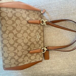 Coach Brown and Tan Shoulder Bag